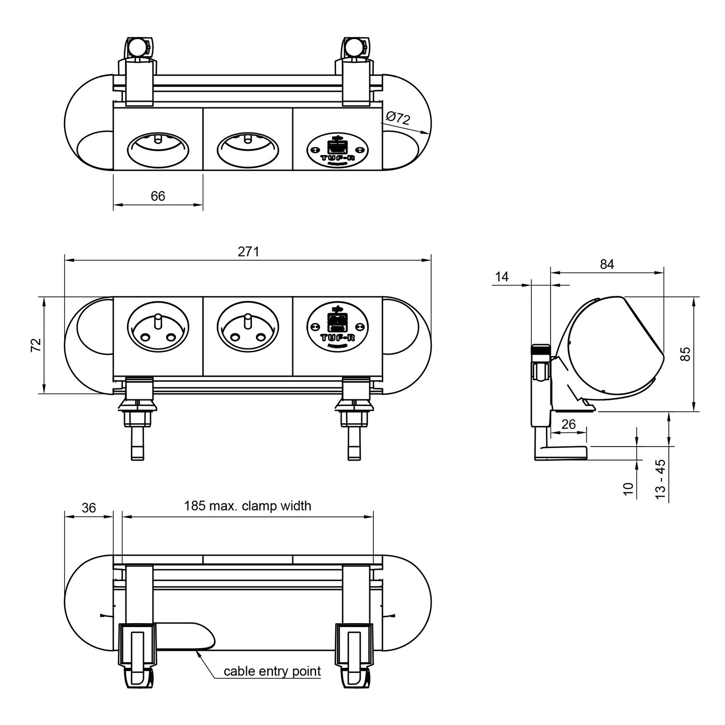 Dual Power Socket with USB Charger - Polar