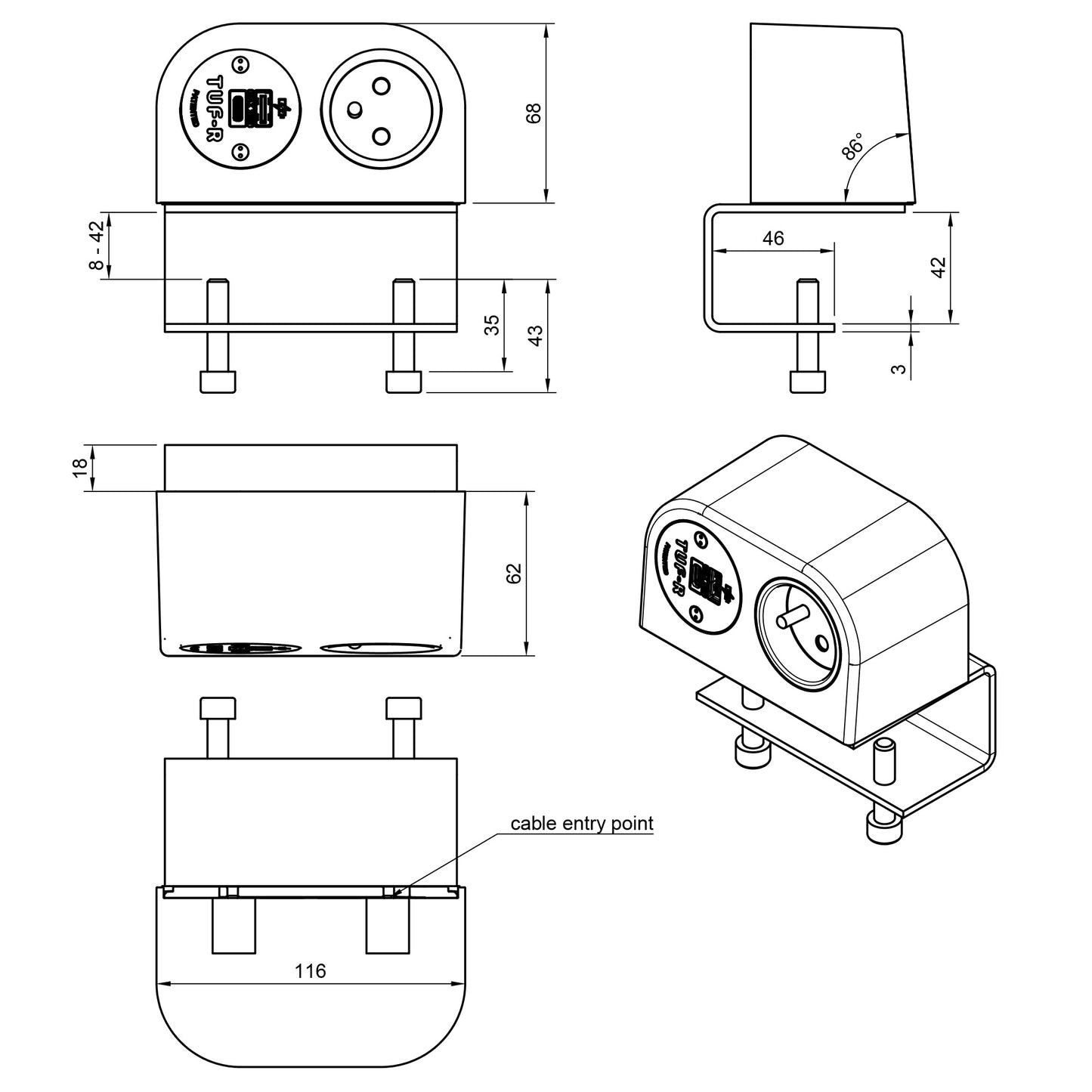 Single Power Socket with USB Charger - Phase