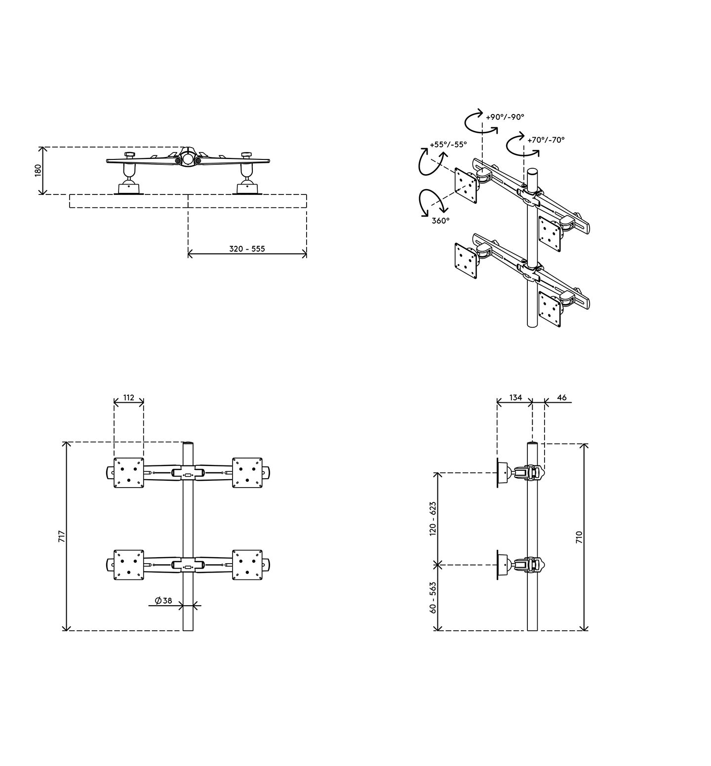 Monitor arm Viewmaster Multi (For four screens)