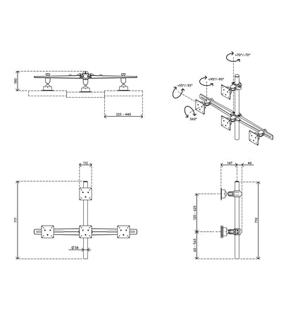 Monitor arm Viewmaster Multi (For four screens)