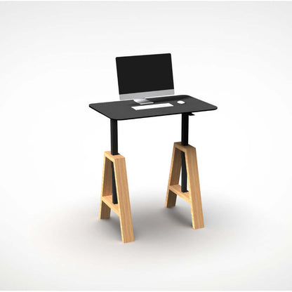 Standing desk wood modern home office with Apple computer WALKOLUTION 